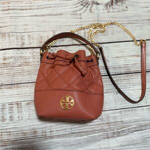 Tory Burch Dusty Rose Leather Bucket Bag